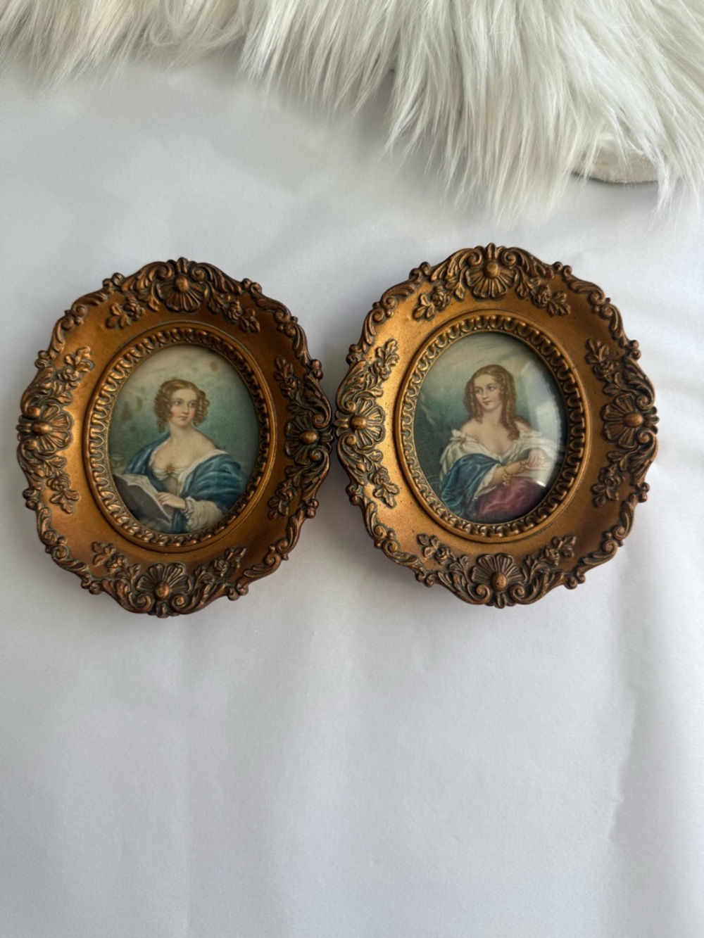 Vintage Cameo Creation Portrait Set Countess Cowper & Lady Cynthia Capel Frames